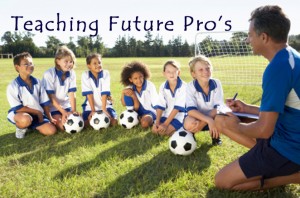 Kids learning soccer